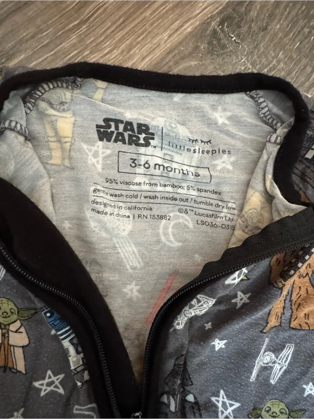 Star Wars Little Sleepies Bamboo Zippy Convertible 3-6 Months